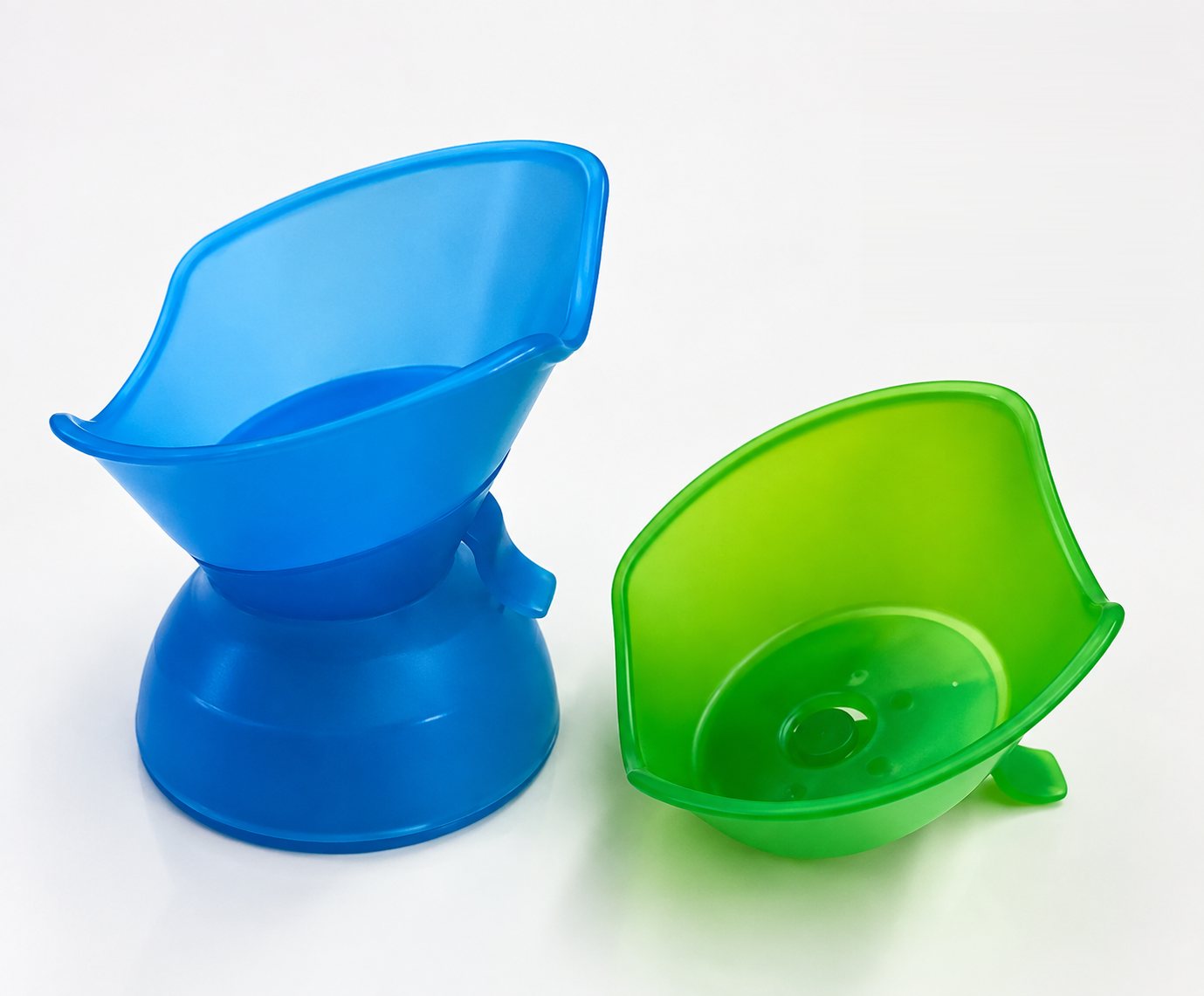 Translucent blue and green molded parts for a consumer product